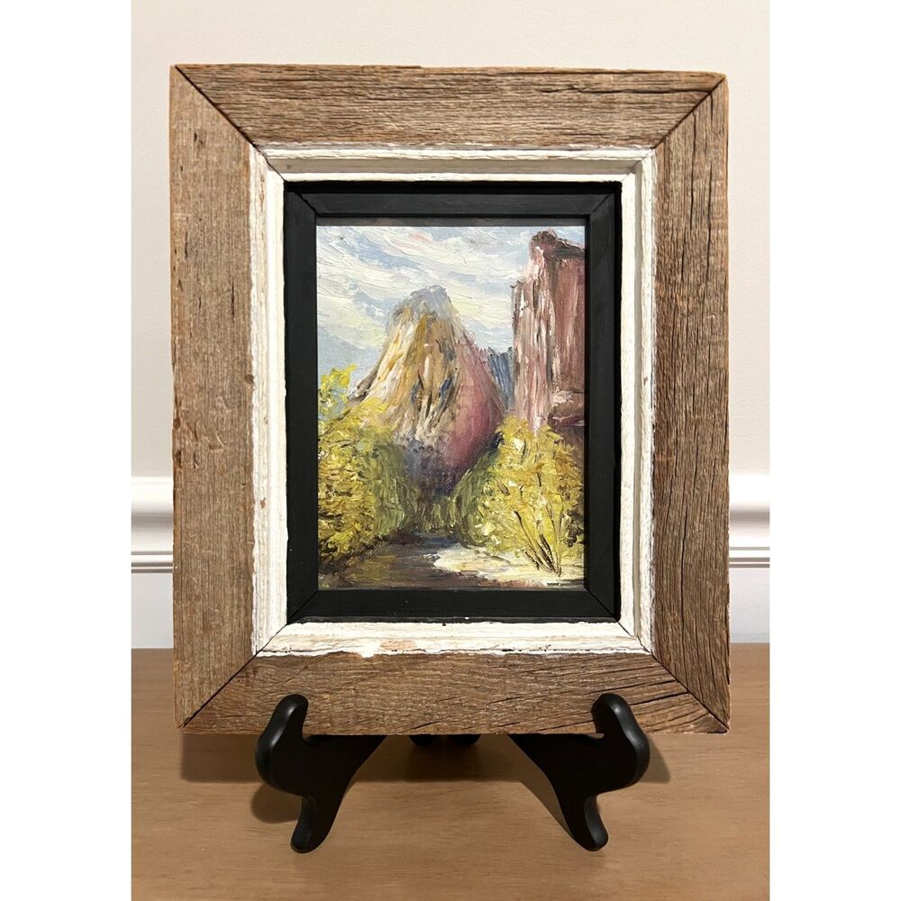 Vintage 1972 Impressionist Mountain Landscape Oil Painting